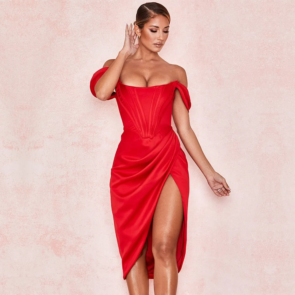 Women Elegant Off Shoulder Slit Corset
