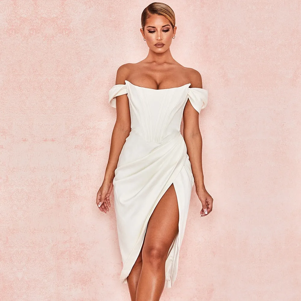 Women Elegant Off Shoulder Slit Corset