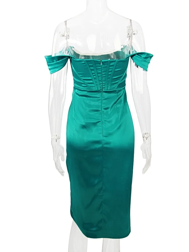 Women Elegant Off Shoulder Slit Corset