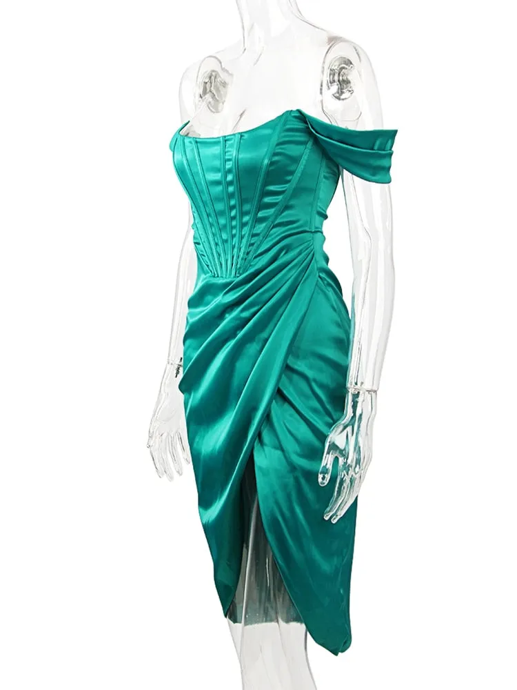 Women Elegant Off Shoulder Slit Corset