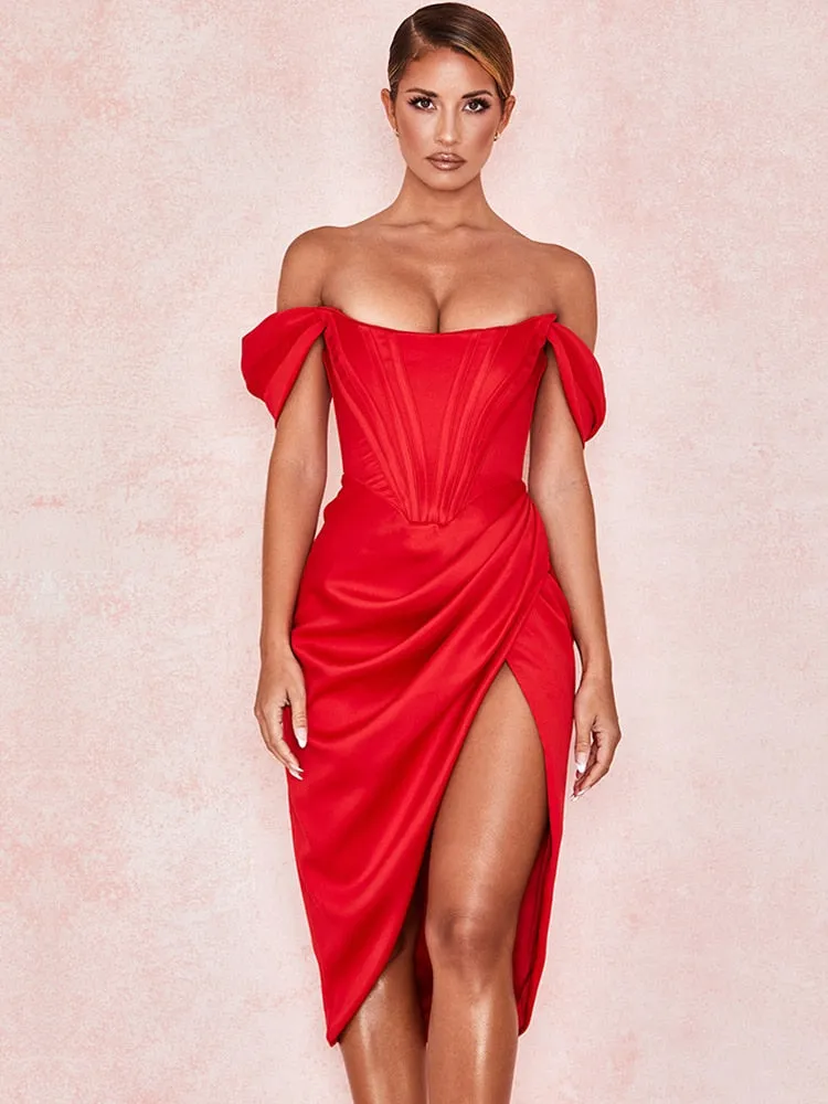Women Elegant Off Shoulder Slit Corset