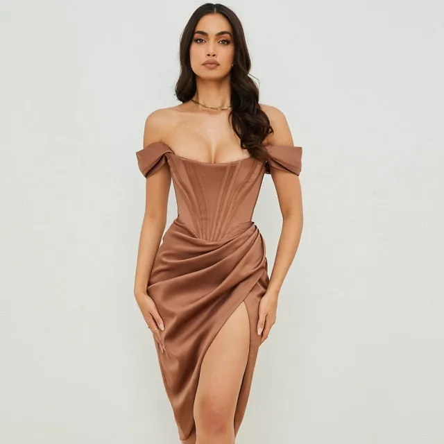 Women Elegant Off Shoulder Slit Corset