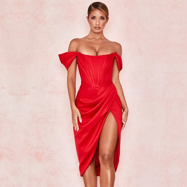 Women Elegant Off Shoulder Slit Corset