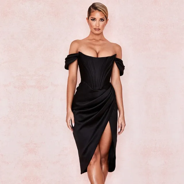 Women Elegant Off Shoulder Slit Corset