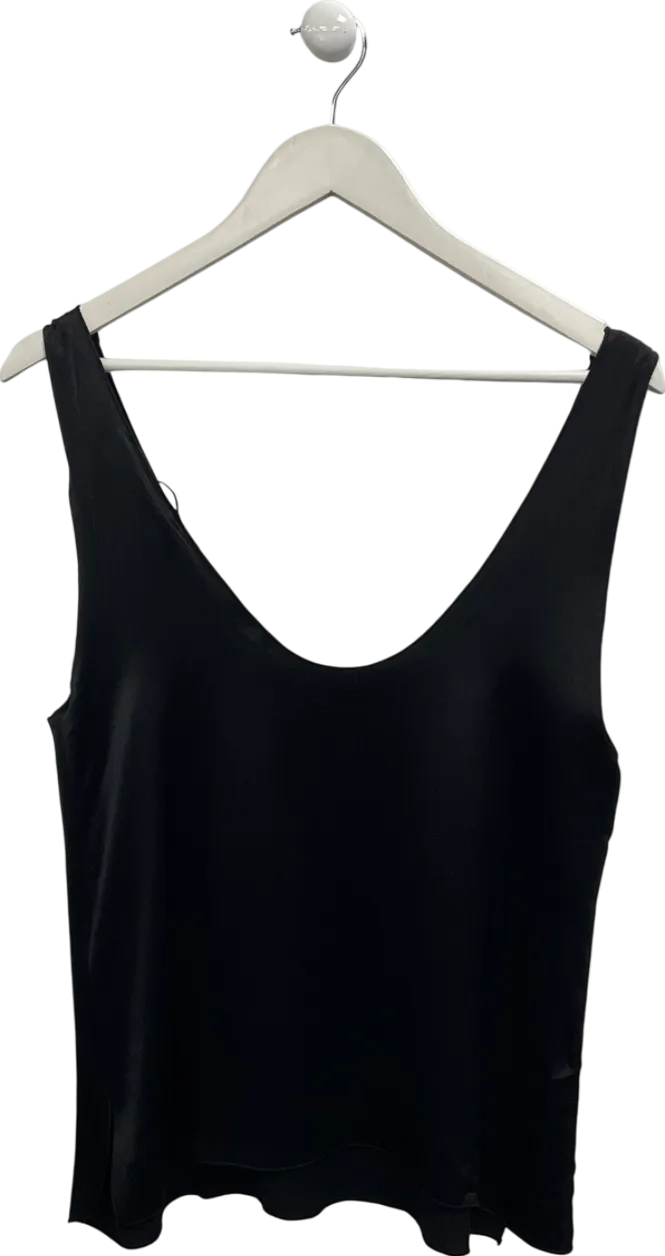 ZARA Black Satin Slub Vest Top UK XS