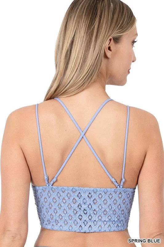 ZENANA Crochet Lace Bralette with Bra Pads