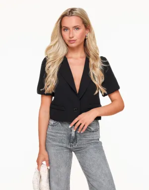 Zwarte F/W Edit Cropped Pofmouwen - Blazer