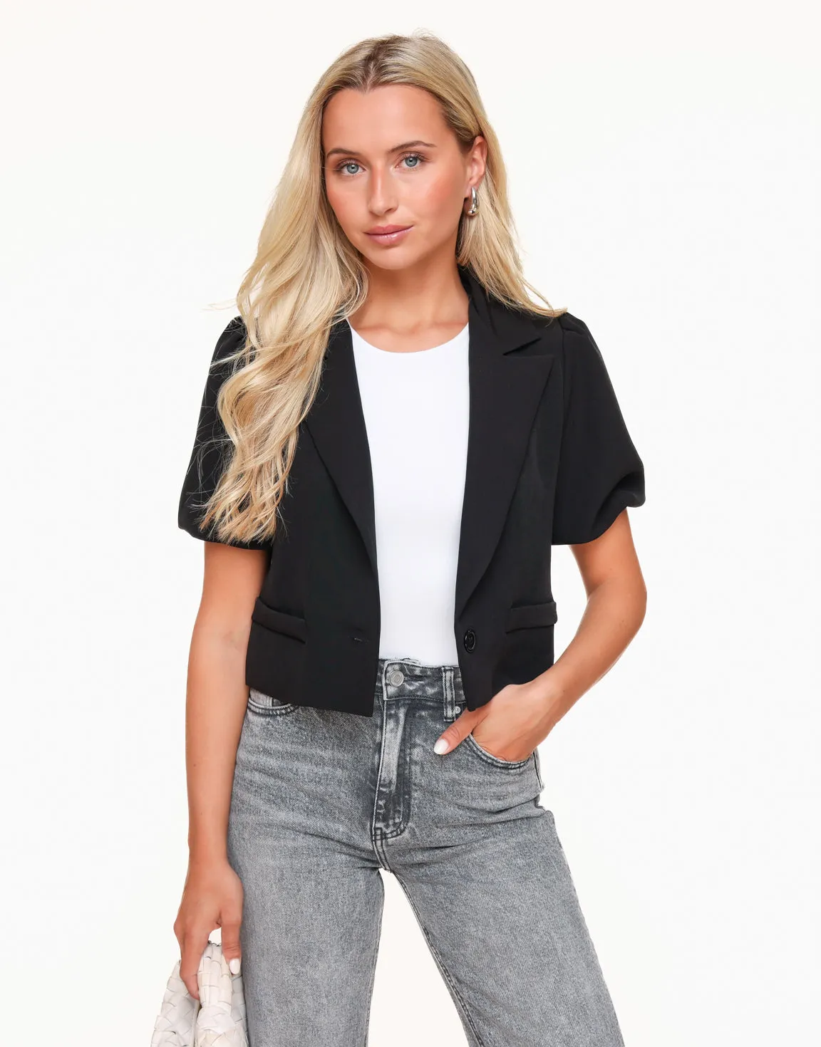 Zwarte F/W Edit Cropped Pofmouwen - Blazer