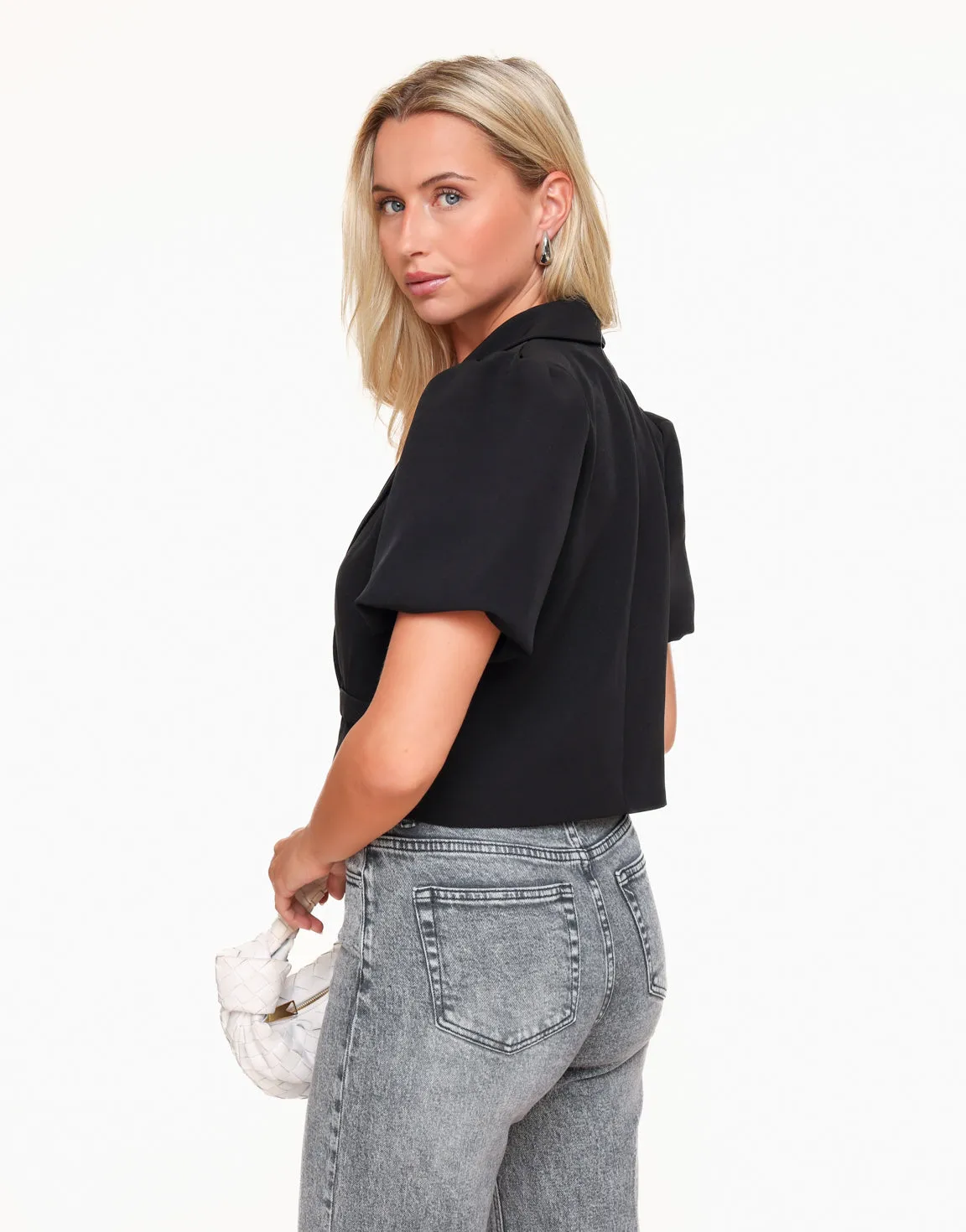 Zwarte F/W Edit Cropped Pofmouwen - Blazer